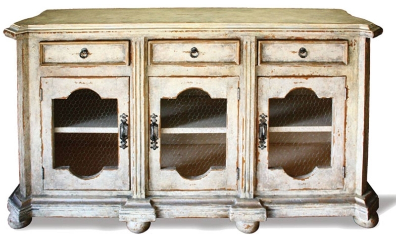 Rustic French Country Distressed Sideboard Cabinet