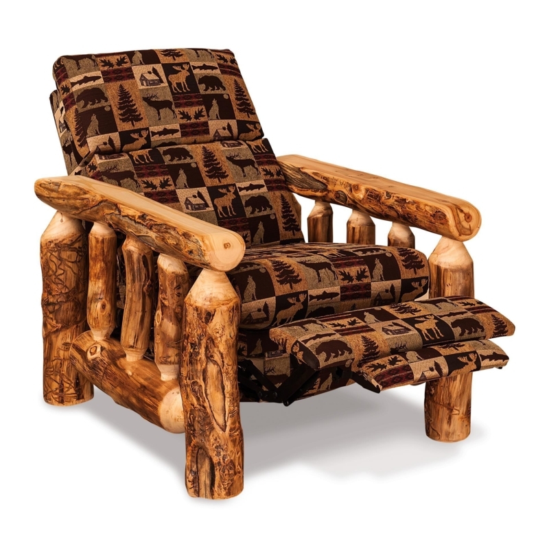 Rustic Log Cabin Recliner with Nature-Inspired Upholstery