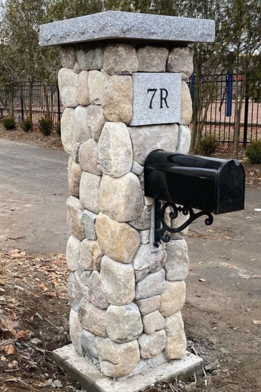 Rustic Natural Stone Mailbox Post Design