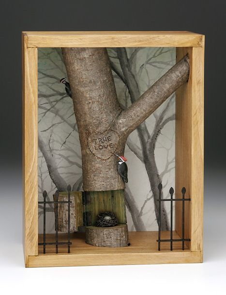 Rustic Nature-Inspired Shadow Box with True Love Carving