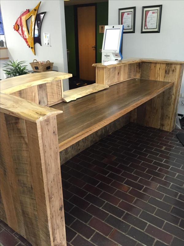 Rustic Reclaimed Wood Live Edge Reception Desk