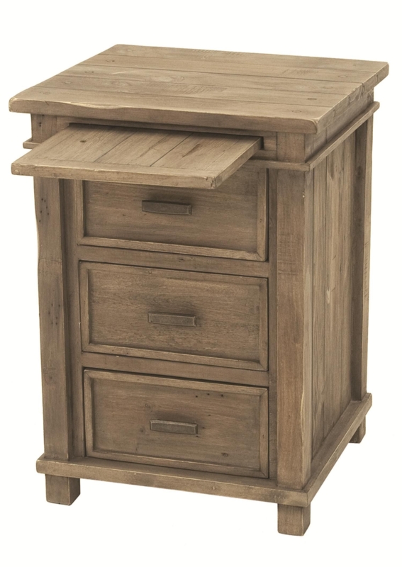 Rustic Settler 3-Drawer Bedside Cabinet with Tray