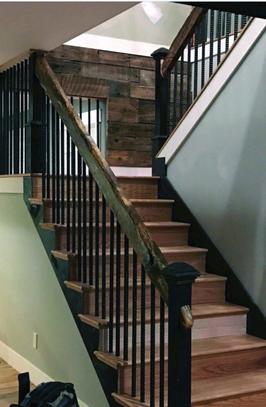 Rustic Temporary Stair Railing with Wooden Handrail