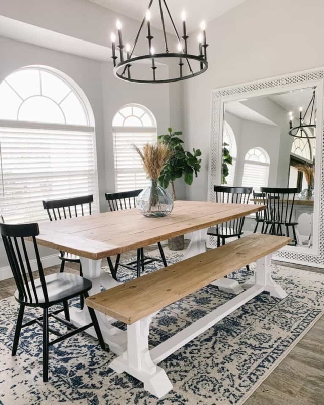 Rustic Two-Toned Dining Table with Black Chairs