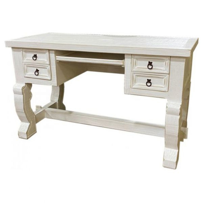 Rustic Weathered White Secretary Desk with Drawers