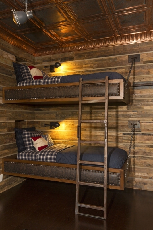 Rustic Wooden Bunk Beds in Cozy Cabin Room