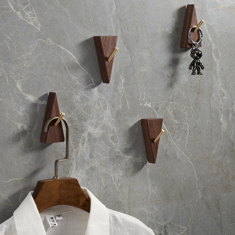 Set of 4 Entryway Wooden Coat Hooks Wall Mount Black Walnut | Etsy