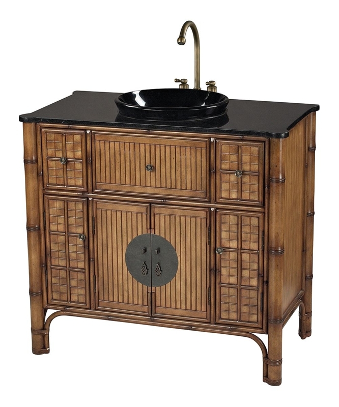 Sheerwater Bamboo Vanity Unit with Black Basin