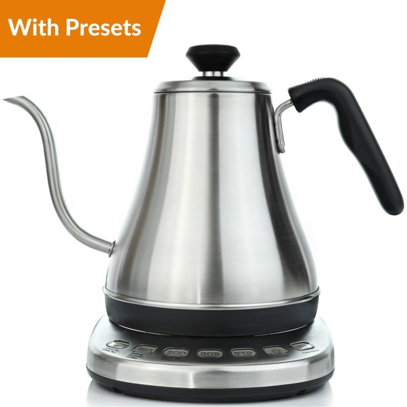 Sleek Stainless Steel Electric Tea Kettle with Presets
