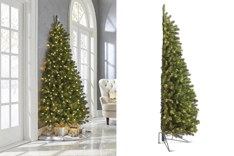 Slim Half Christmas Tree with Warm White Lights