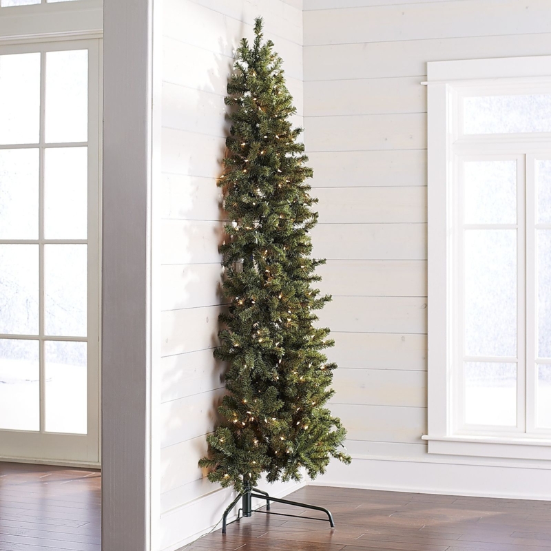 Slim Pre-Lit Half Wall 14 Ft Christmas Tree