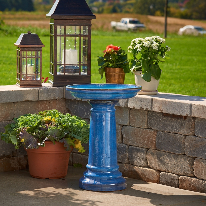 Solar Powered Bird Bath Fountain | Gorgeous Blue Solar Fountain