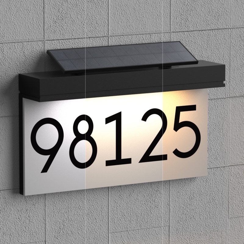 Solar Powered Illuminated House Number Plaque