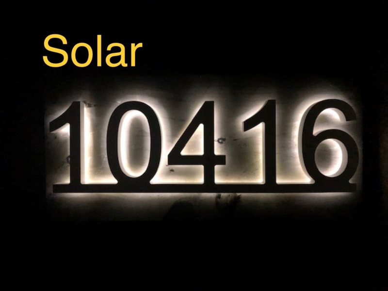 Solar Powered LED Backlit Modern House Numbers