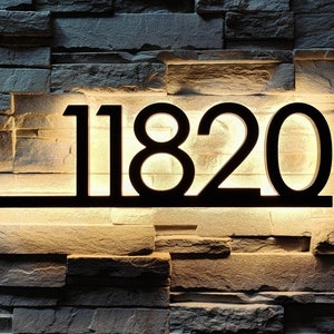Solar Powered Modern Backlit LED House Number Sign