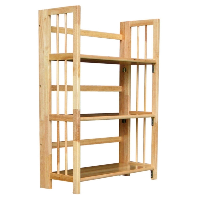 Solid Rubberwood Three-Tier Open Shelf Unit