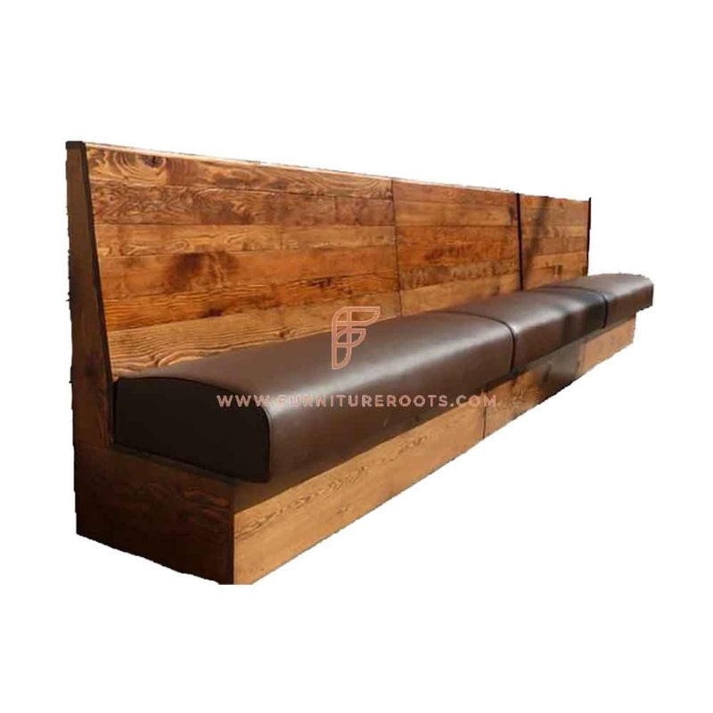 Solid Wood Wall Bench with Leather Seating