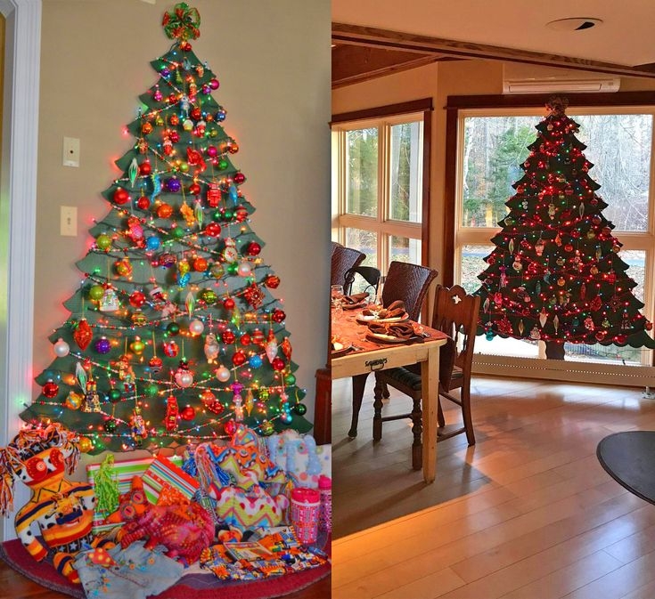Space-Saving Flat Wall Mounted Christmas Trees