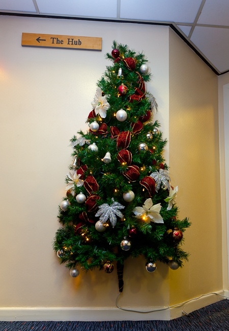 Space-Saving Half Wall Mounted Christmas Tree