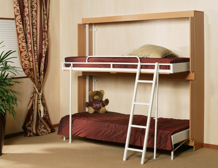Space-Saving Wall-Folding Bunk Bed Design