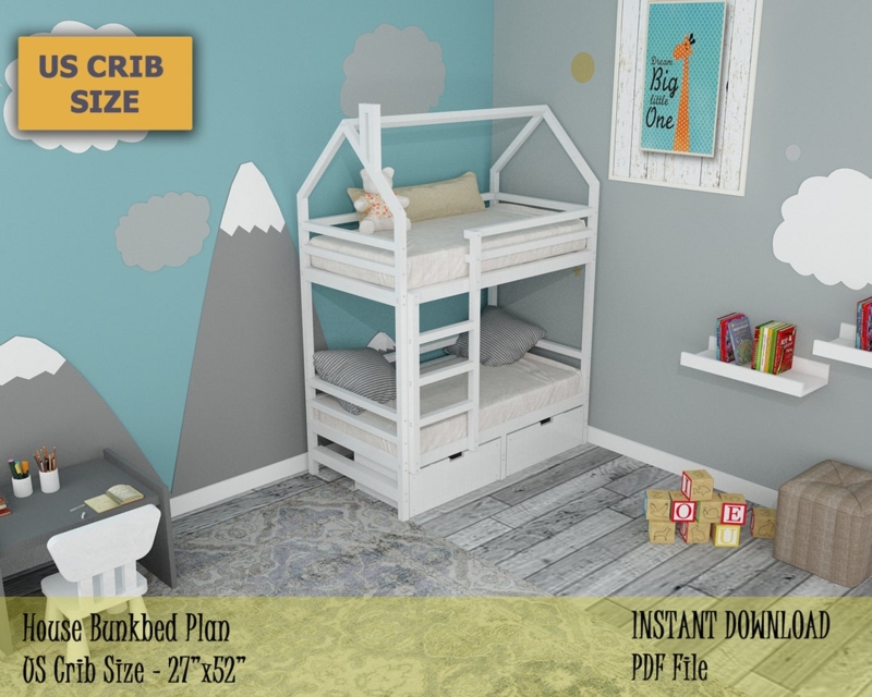 Space-Saving White Crib Size Bunk Bed for Kids