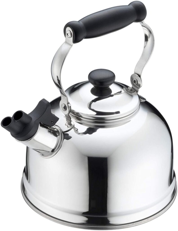 Stainless Steel Whistling Tea Kettle with Black Handle