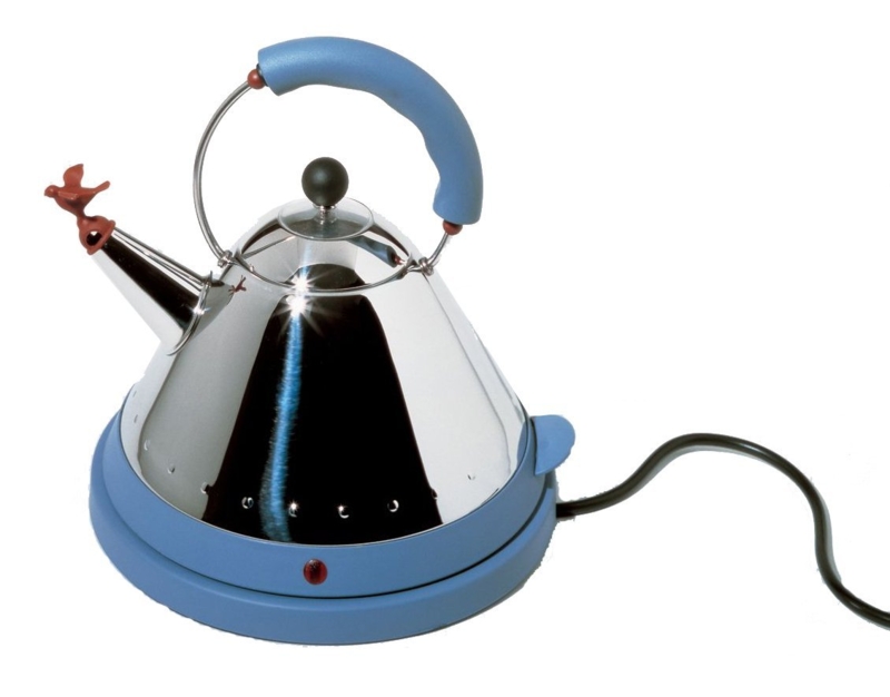 Stylish Stainless Steel Electric Tea Kettle with Blue Handle