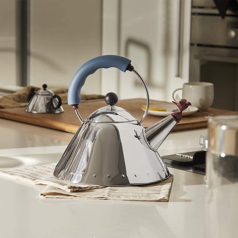 Stylish Stainless Steel Kettle with Blue Handle