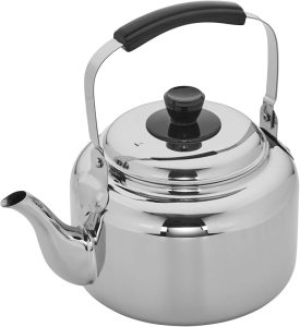 Stylish Stainless Steel Tea Kettle with Black Handle