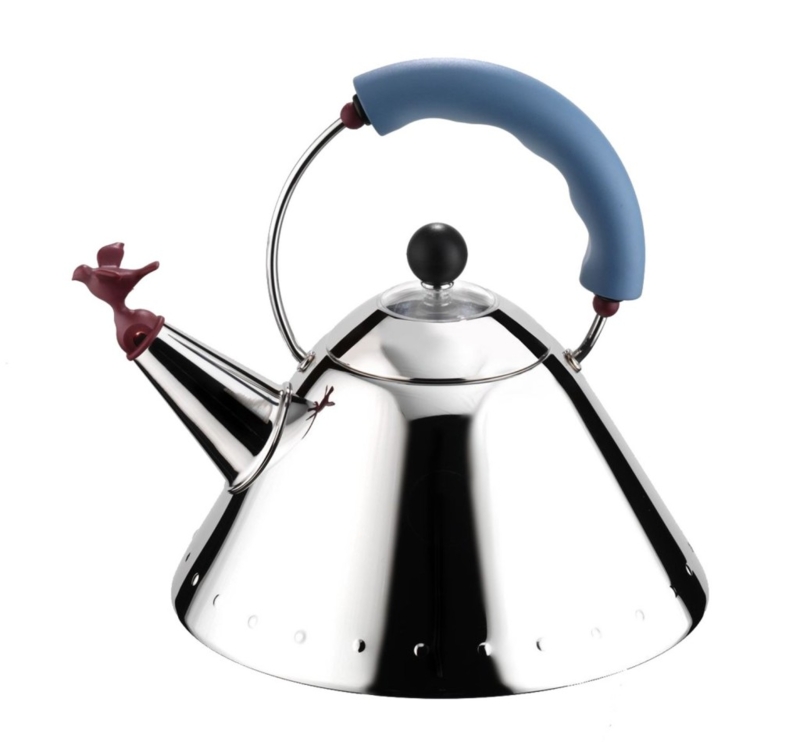 Stylish Stainless Steel Tea Kettle with Blue Handle