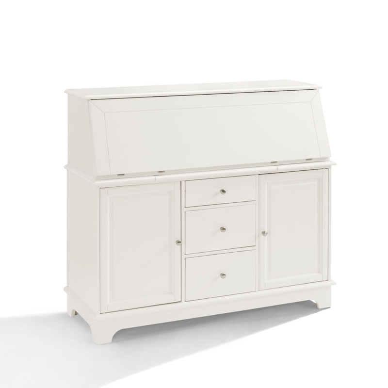 Sullivan White Secretary Desk with Storage Cabinets