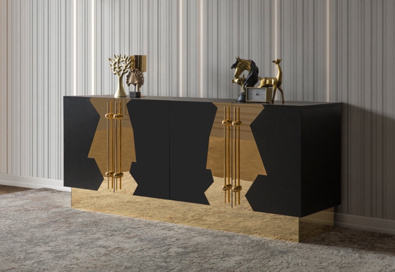 T-04BG-Callista Sideboard in Black and Gold  Statements by J