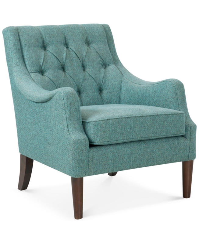 Teal Glenis Tufted Accent Chair with Wooden Legs