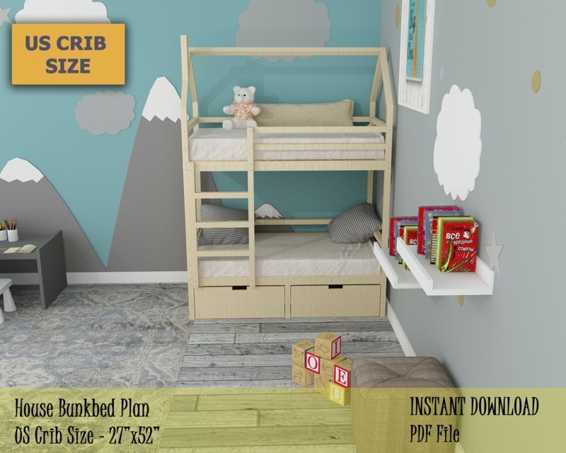 Toddler Bunk Bed Plan US Crib Size with Storage