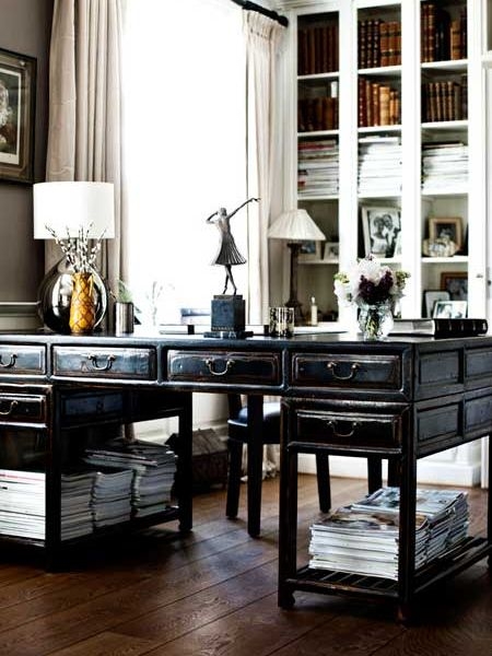 Transitional Double-Sided Desk in Elegant Home Office