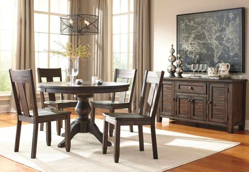 Trudell Dark Brown Round Extendable Pedestal Dining Set