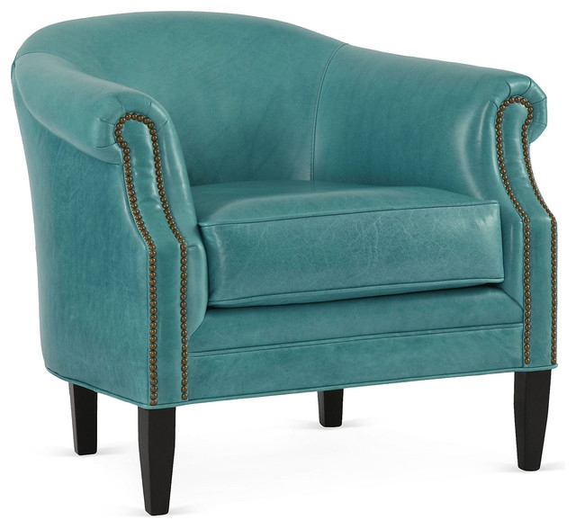 Turquoise Contemporary Hyde Leather Accent Chair