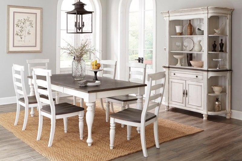 Two-Tone French Country Dining Set with Rug