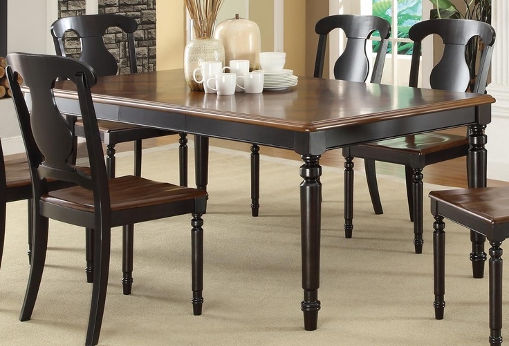 Two-Tone Wood Country Farm Dining Table Set
