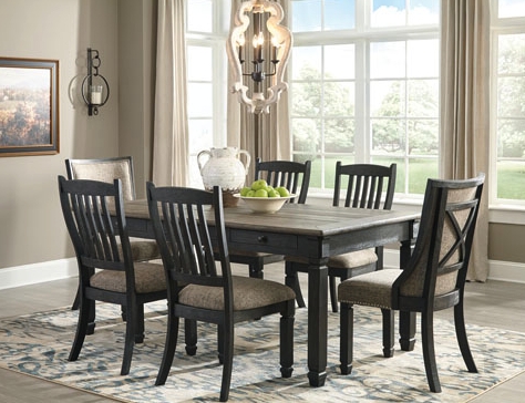Tyler Creek Two-Tone Black Dining Table Set