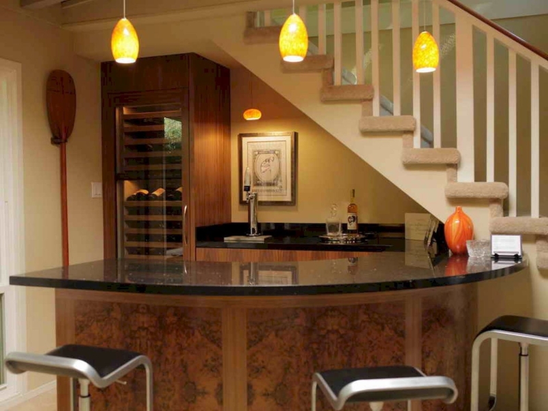 Under-Stair Elegant Curved Home Bar with Wine Storage