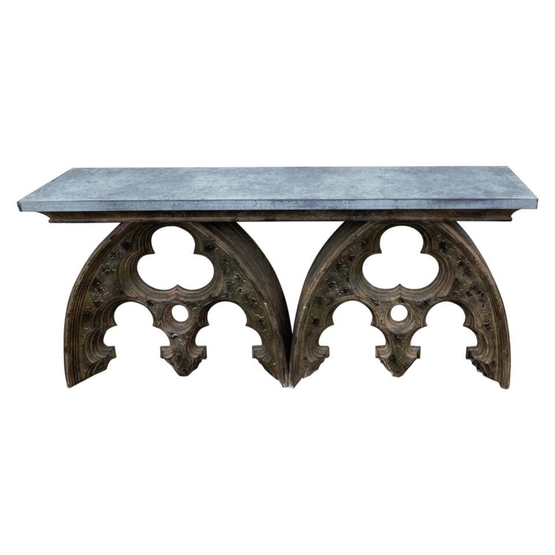 Unique Empat Arched Console Table with Stone Top
