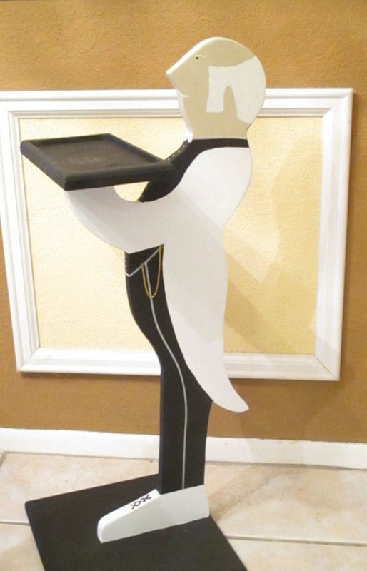 Unique Wooden Butler Statue with Serving Tray