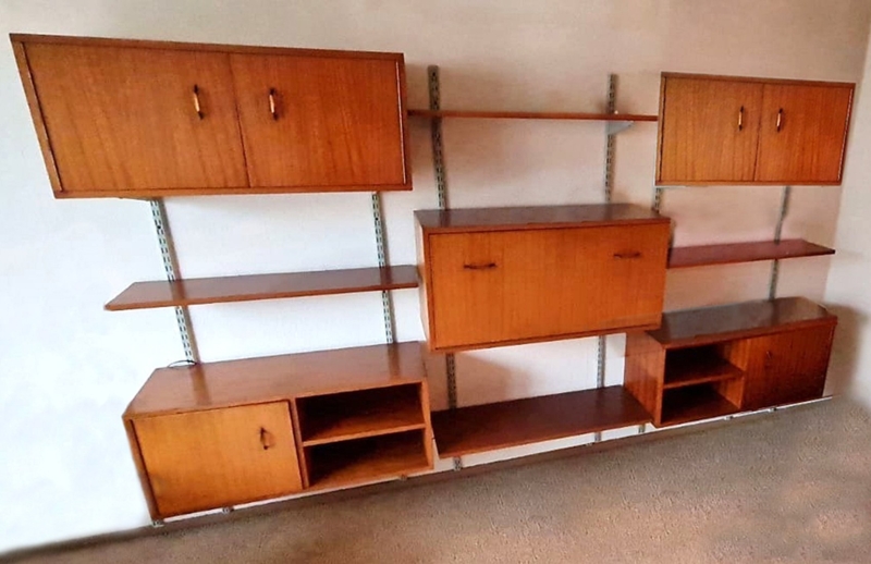 Vintage 1970s Mid Century Wall Unit Shelving System