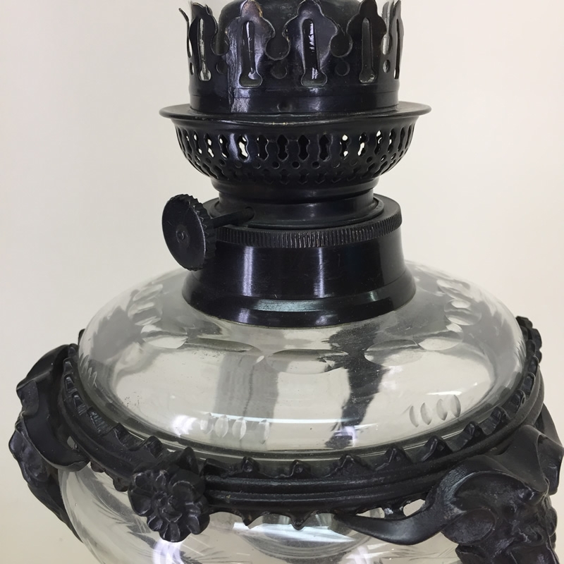 Vintage Bombay Kerosene Lamp with Ornate Detailing
