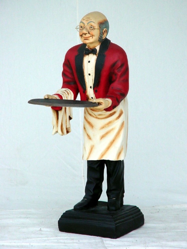 Vintage Butler Statue Holding Serving Tray Decor