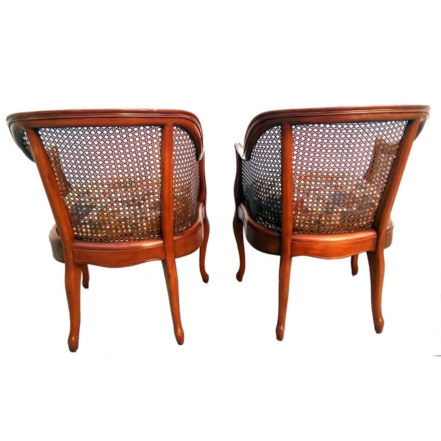 Vintage French Cane Barrel Chairs Set of Four