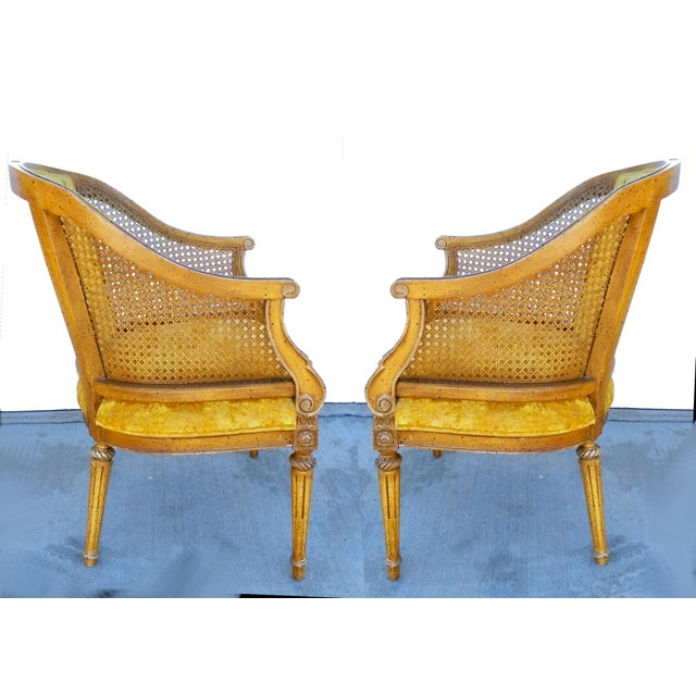 Vintage Hibriten Goldenrod Cane Barrel Chairs - A Pair | Chairish