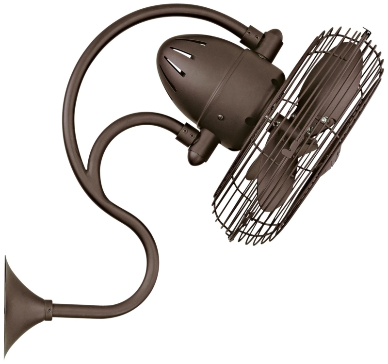 Vintage Industrial Wall Mount Fan with Curved Arm