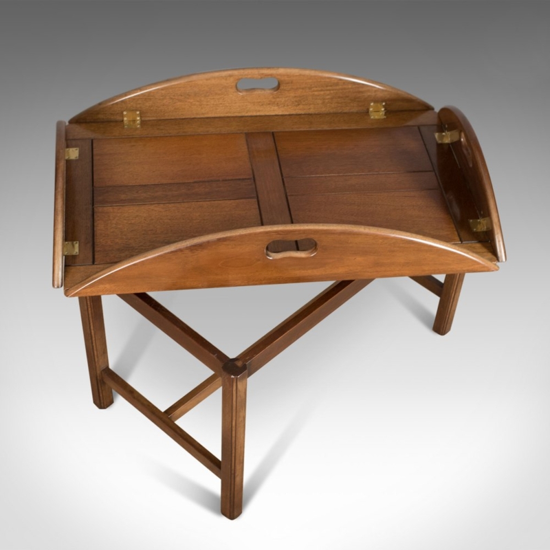 Vintage Mahogany Butler's Tray Table with Folding Legs